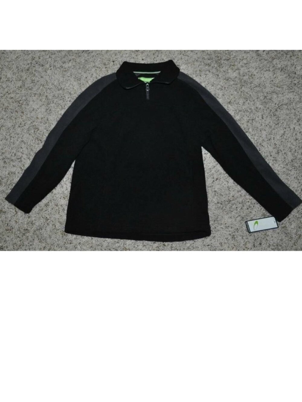 Tek Gear Sweatshirt 8 Boys Fleece Black Gray Long Sleeve 1/4 Zip Neck Shirt